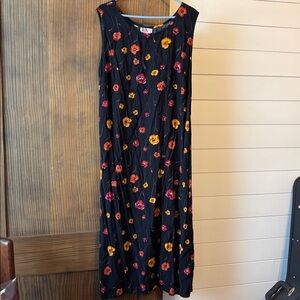Vintage R&K black and yellow floral dress size 22W